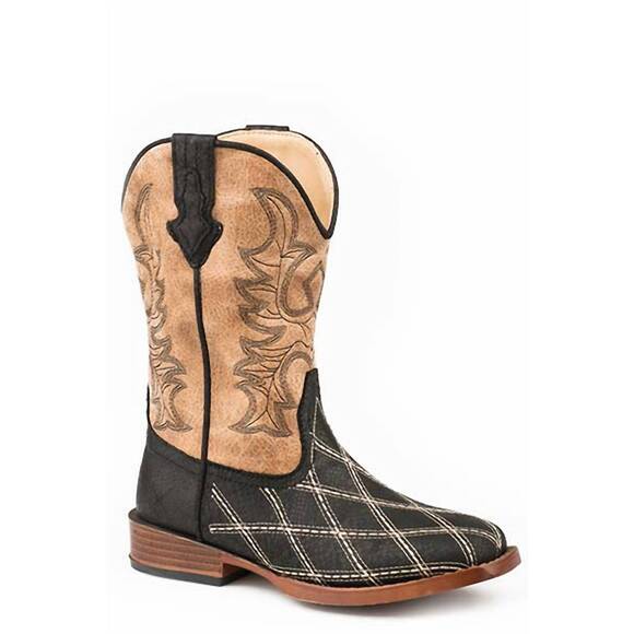 NEW ROPER boy's cross cut square toe boots in brown